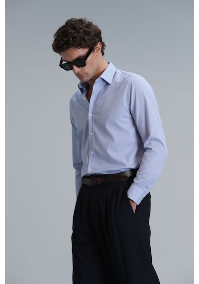 Lufian Menar Erkek Basic Gömlek Comfort Fit Mavi Mavi 111010615100300 Mavi