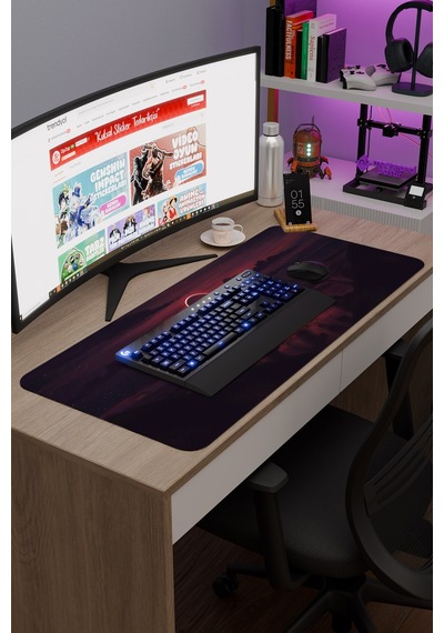 Dijital Gökyüzü Bulut Gün Batımı V4 90x40 Xxl Gaming Kauçuk Kaymaz Taban Mouse Pad Fare Altlığı