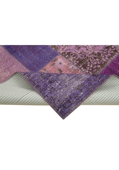 Bespoky Mor Patchwork Vintage Salon Halısı El Dokuma