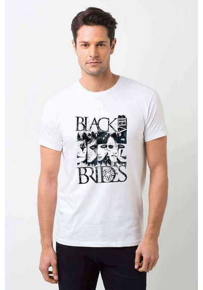 Black Veil Brides Group Metal Baskılı Beyaz Erkek Tshirt