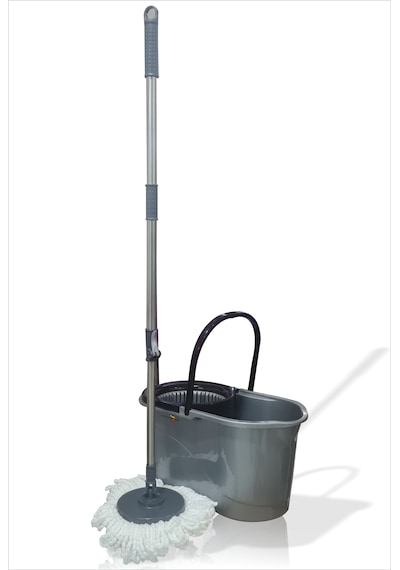 Büyük 19 Lt. Mikrofiber Döner Başlıklı Otomatik Kendinden Sıkmalı Yassı Tekerlekli Mop Mob Temizlik Seti Paspas Takımı Uzun Döner Hareketli Başlıklı Saplı