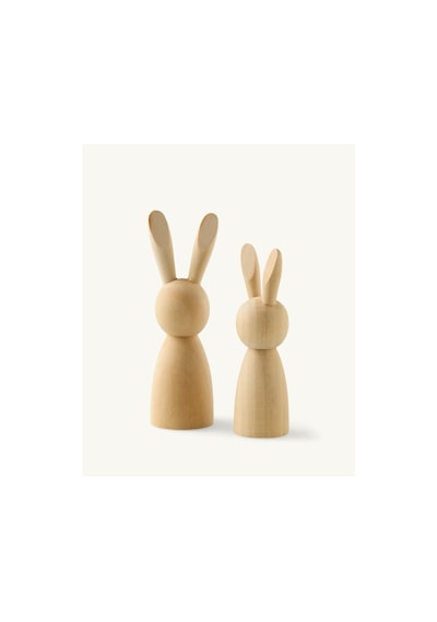 Sostrene Grene El Yapımı Ahşap 2'li Tavşan Biblo 9-7 Cm Tavşan Ahşap