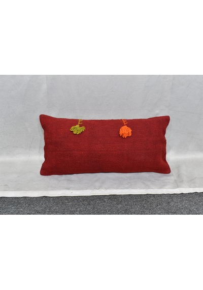Zehra Abla Halı Yeni El Dokuma Dekoratif Lumbar Kilim Kırlent Yastık Kılıfı 6633 Çok Renkli