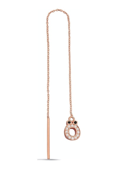 Argentum Concept Ö Harfi 925 Ayar Gümüş Rose Tek Zincir Küpe - K100501