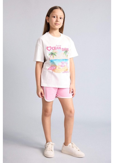 Defacto Sweatshirt Kumaşı Şort Kız Çocuk G9070a826hspn666 Pembe-pn666