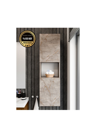 Lisa Banyo Dolabı Duvara Monte Raflı Mdf Gri