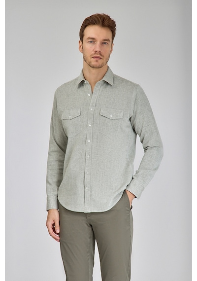 Bisse Sp Yaka Regular Fit Uk Gömlek Çift Cep Yeşil Gmktn3sp224007 D47 Yeşil