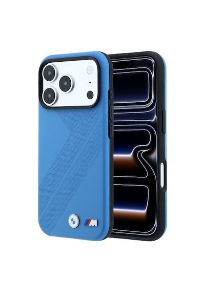 Apple Uyumlu iPhone 18 Pro Uyumlu Kılıf Bmw Lisanslı M-safe Özellikli M Logolu Lastik İzi Desenli Kapak Mavi