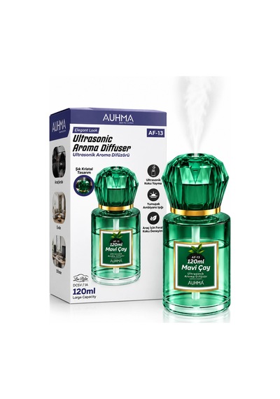 Auhma Af-13 Yeşil Araç Ve Ev Kokusu Difüzörü 120 Ml Kristal Işıklı Hava Nemlendirici Koku Makinesi