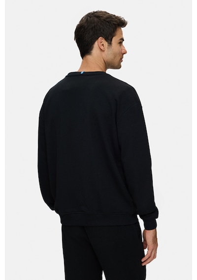 UCLA Rocky Siyah Bisiklet Yaka Pamuklu Baskılı Loose Fit Erkek Sweatshirt