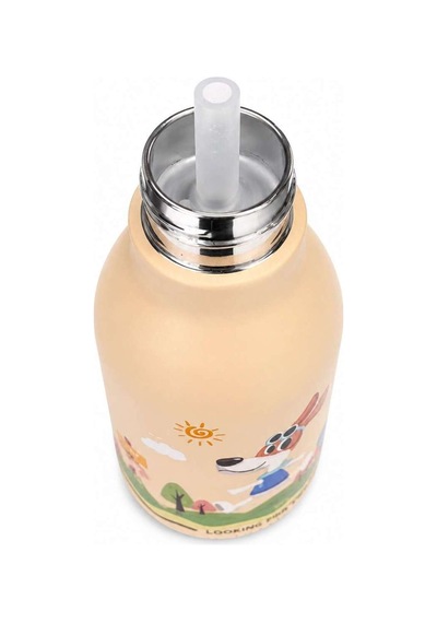 Koı Pembe Köpek 500 Ml Paslanmaz Çelik-pipetli Çocuk Termosu Ve Suluk Pembe Pembe