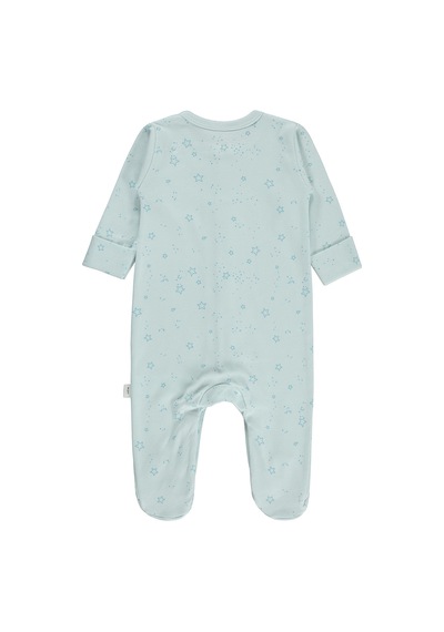 Civil Baby Mavi Jakarlı Şapkalı Patikli 1-9 Ay Tulum - Mavi Açık Mavi