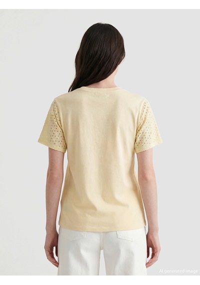 Lcw Comfort Sarı Bisiklet Yaka Brode Detaylı Bluz