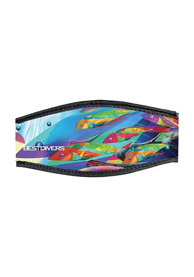 BestDivers Maske Arkalığı PSYCHEDELIC Neopren Velkrolu Siyah