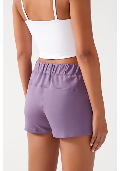 Los Ojos Kadın Lila Cepli Beli Lastikli Basic Fit Spor Şort Shorts Lila