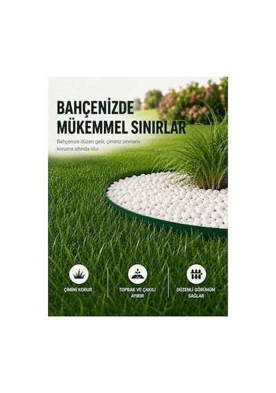 Esnek Pvc Çim Ayırıcı Bahçe Peysaj Düzenleyici 25 Metre Kahverengi Çim Sınırlayıcı Esnek Plastik Taş Toprak Ayraç Bariyer Peyzaj Bordürü
