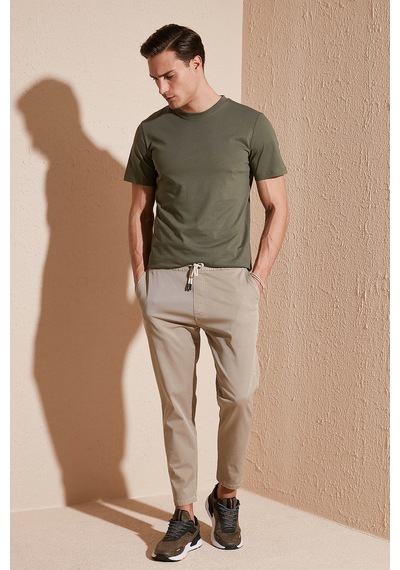 Buratti % 100 Pamuk Regular Fit Bisiklet Yaka T Shirt Erkek T Shirt 5902511 Haki