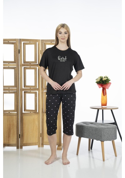 Estiva 24063 Kadın Kısa Kollu Kapri Pijama Takım 001
