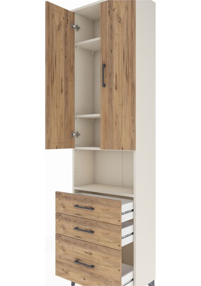 Arges Dolap 4 Raflı 3 Çekmeceli 2 Kapaklı 60x30x221 Aytaşı-çam Aytaşı