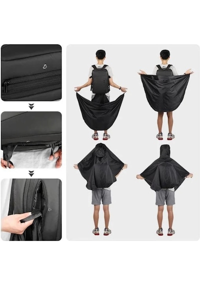 Mark Ryden Expandos Laptop Sırt Çantası Genişletilebilir İç Hacim Şarj Kiti Yağmurluk Mr9299 Yy00 Siyah