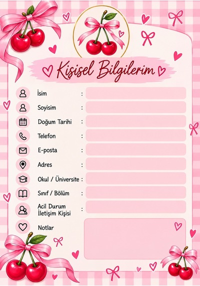 Fiyonklu Kirazlı A5 Spiralli Hard Cover Kapak Defter 80 Yaprak-160 Sayfa Pembe