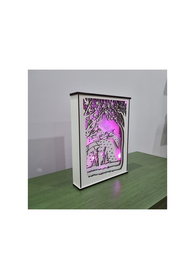 Özel Tasarım 8 Katmanlı Ahşap Dekoratif Ressam Gece Lambası Pembe - 738559961 Pembe