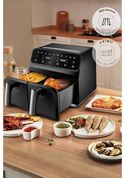 Karaca Multifry Xxxl Dijital Twin Iki Hazneli Airfryer 4+4 L