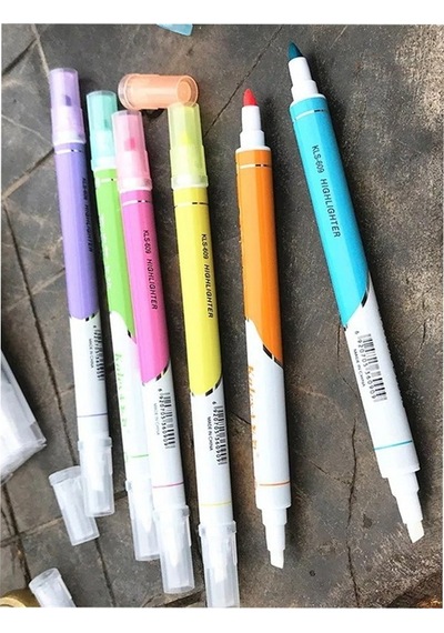 Silinebilir Fosforlu Kalem 6 Renk 1 Paket Mikro Silinebilir İşaretleme Kalemi Çift Başlı Pürüzsüz Yazma Ve Silme Çok Renkli