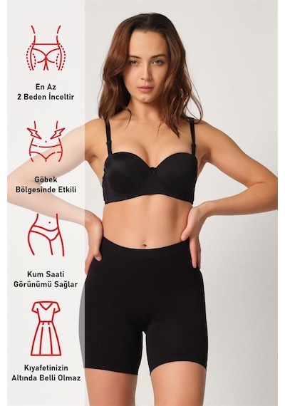 Emay Siyah Dikişsiz Soft Kadın Paçalı Boxer 3003 001