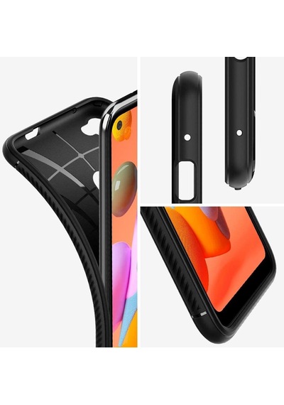 Spigen Galaxy M11 / Galaxy A11 İle Uyumlu Kılıf Rugged Armor Matte Black