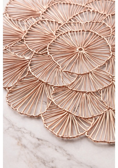 Metalik Rose Supla 38 Cm Amerikan Servis,dekoratif Masa Sunum Altlığı,modern Sofra Dekoru 2 Li Set Rose Altın