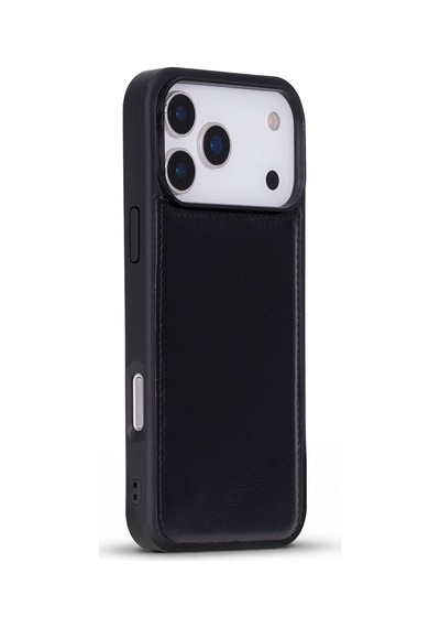 Bloomcase Mono Obsidian Black Apple iPhone Uyumlu 17 Pro Max / 18 Pro Max 6.9" Hakiki Deri Magsafe Kılıf Siyah