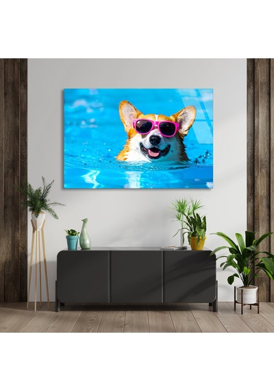Havalı Köpek - Cam Tablo - Deg1162 125 X 80 Cm