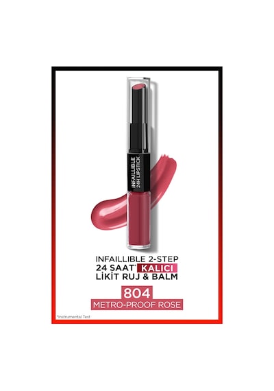 L'Oreal Paris Infaillible 2 Step 24 Saat Kalıcı Likit Ruj & Balm 804 Metro Proof Rose