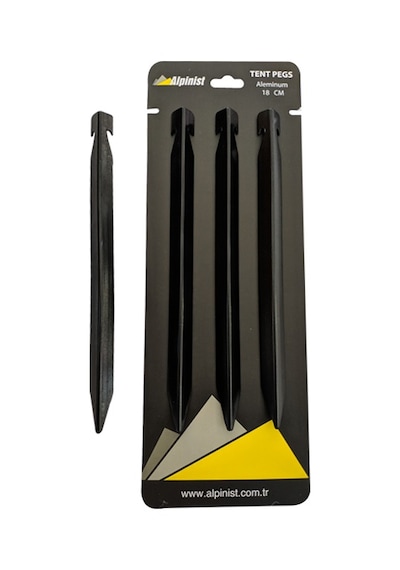 Alpinist Alüminyum 6061 Çadır Kazığı 18 CM Siyah 4'lü Siyah