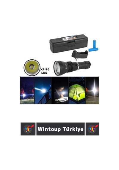 Premium Seri Uzun Ömürlü Kamp Avcı Deprem Uzun Menzilli Şarjlı Beyaz Işık 1200 Lümen El Feneri Çok Renkli