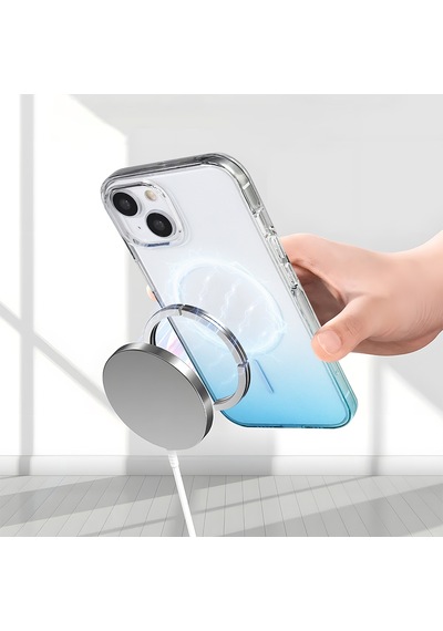 Apple Uyumlu iPhone 15 Kılıf Renk Geçişli Magsafe Şeffaf Kamera Yükseltili Silikon Ata Pro Tech Siyah