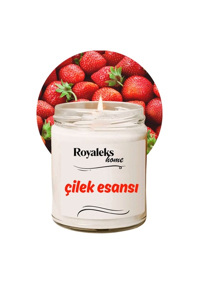 Doğal Özel Seri Kokulu Dekoratif Kavanoz Mum 210 Cc - Çilek Esansı - Ryl Çok Renkli
