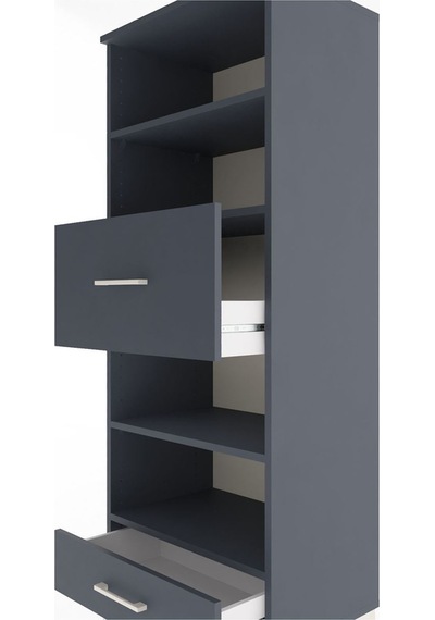 Hyperion Dolap 4 Raflı 2 Çekmeceli 60x44x163 Antrasit-antrasit Antrasit