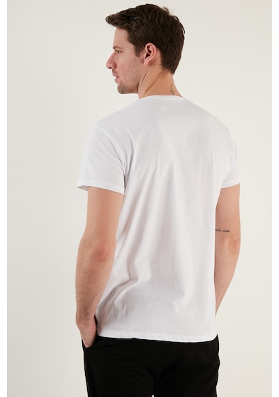 Buratti Pamuklu Slim Fit Bisiklet Yaka Erkek T Shirt 541Wind Beyaz
