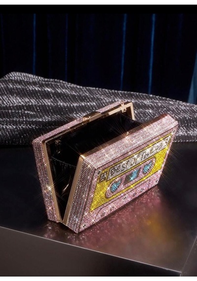 Gael Cassette Crush Taşlı Clutch Çanta Pembe Pembe