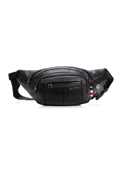 Newısh Polo Accessorıes Unisex Siyah Suya Dayanıklı Suni Vegan Deri Kulaklık Girişli Bel Ve Omuz Çantası Freebag Siyah