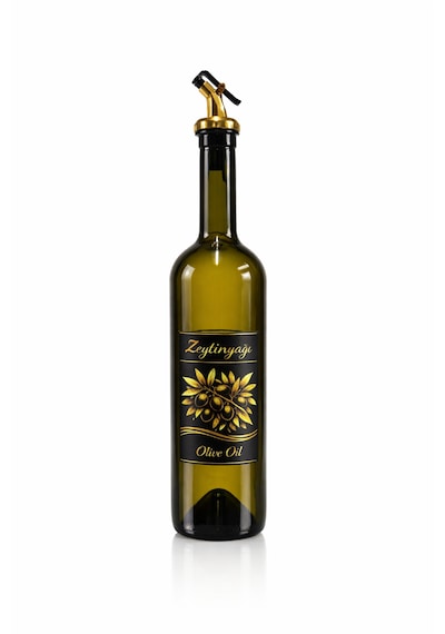 Korumalı Standlı Zeytinyağı Ve Ayçiçek Yağı Şişesi Seti, Etiketli Ve Yağdanlıklı, 750 Ml, 2 Adet Altın