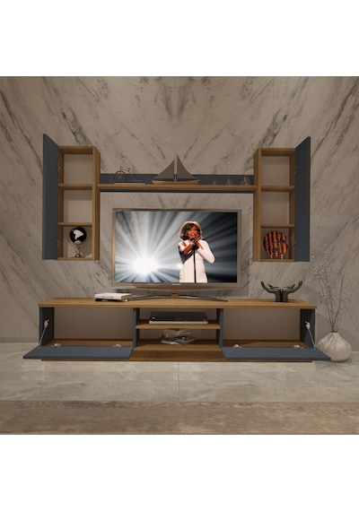 Decoraktiv Eko 5db Mdf Dvd Tv Ünitesi Tv Sehpası Pera - Antrasit