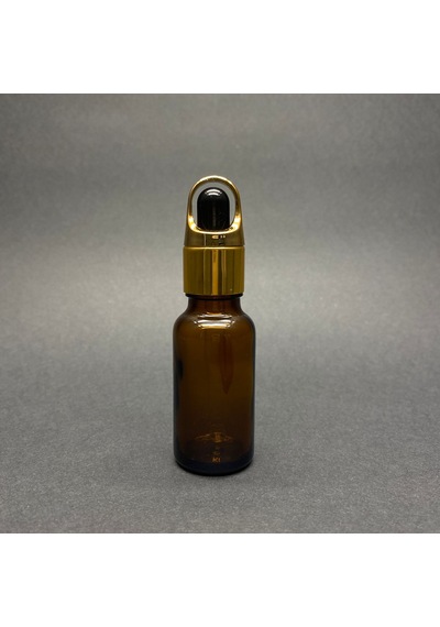 Amber Cam Damlalıklı Şişe Sepet Model Metalik Kapak  20 ML