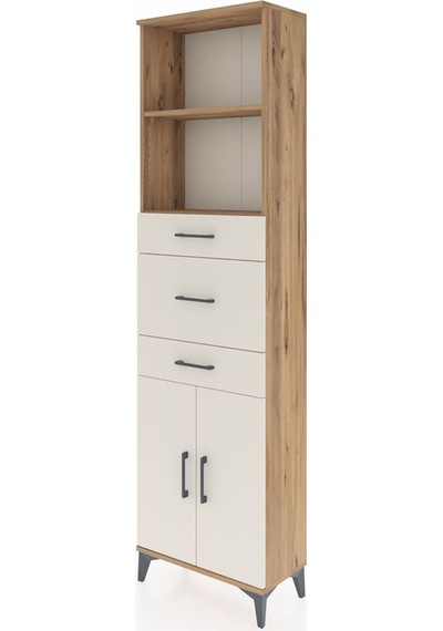 Arges Dolap 3 Raflı 3 Çekmeceli 2 Kapaklı 60x30x221 Çam-aytaşı Atlas Çam