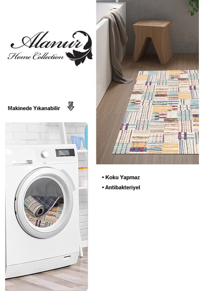 Dekoreko Kaymaz Taban Djt Banyo Halısı Star Pamuk Modern 1937 Renkli