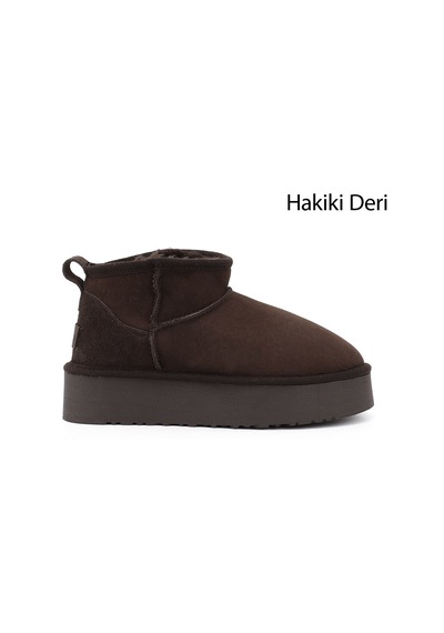 Gönderi(R) Gönderi R Kahve Nubuk Mini Platform Taban Hakiki Deri Kürklü Bot Kahverengi Nubuk