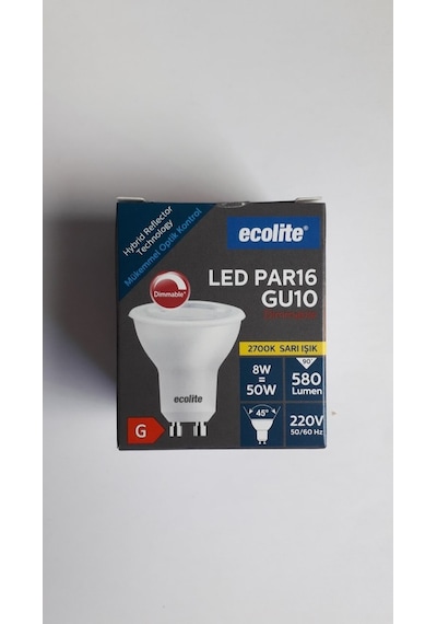 Ecolite 8W Dimmerli Gu10 Led Ampul Gün Işığı(Sarı Işık)