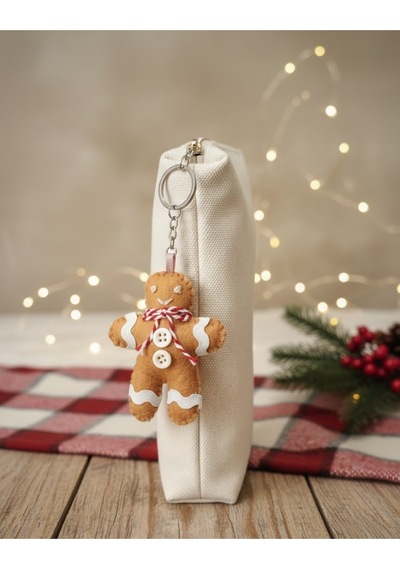 1 Adet El Yapımı Keçeden Ginger Bread Anahtarlık